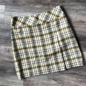 LOFT skirt Wool Rayon Plaid mini skirt size 14 women's career winter wear